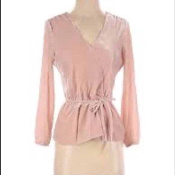 J. Crew Velour Wrap Front Peplum Blouse - Picture 4 of 16